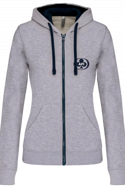 Sweat zippé Capuche contrastée Femme