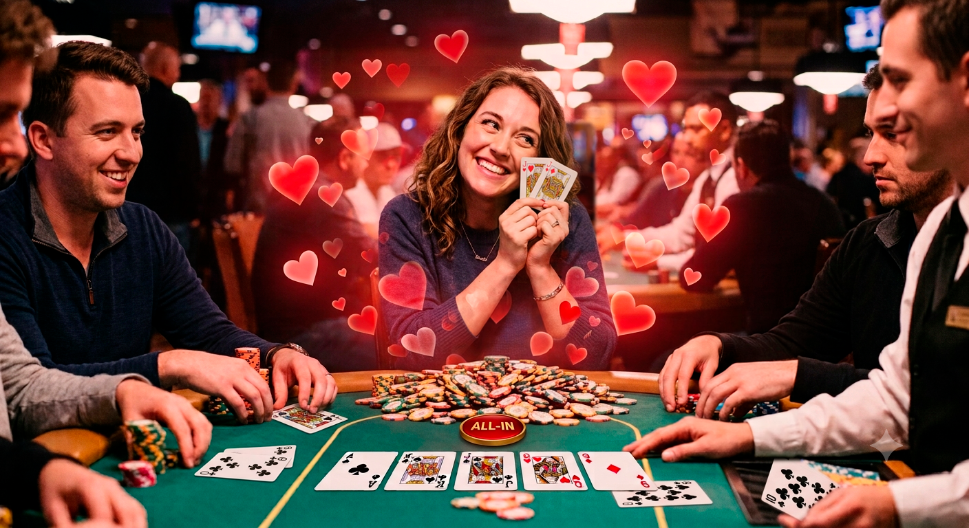Cartes de poker représentant le coup de foudre pour une main